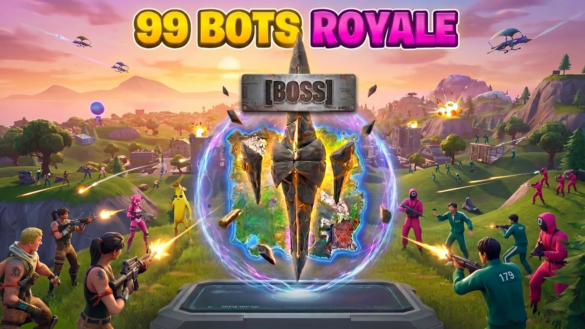 99 Bots Squid Royale Boss Fortnite map gameplay preview