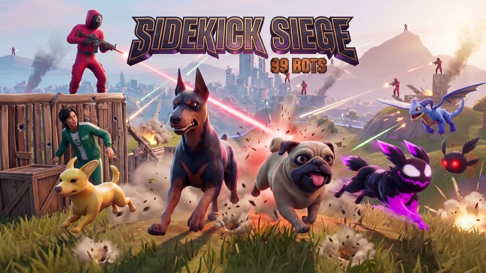 Sidekick Siege 99 Bots Fortnite map gameplay preview