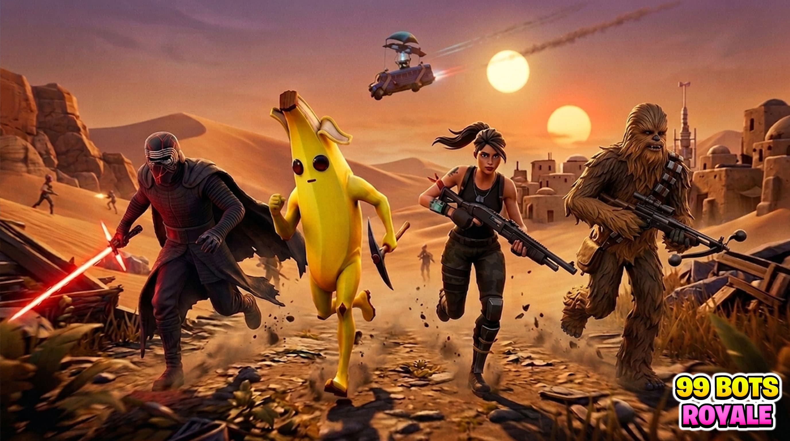 Star Wars Tilted 99 Bots Royale Fortnite map gameplay preview
